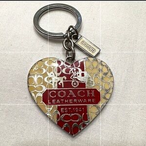 Coach Heart Keychain Charm Key Ring